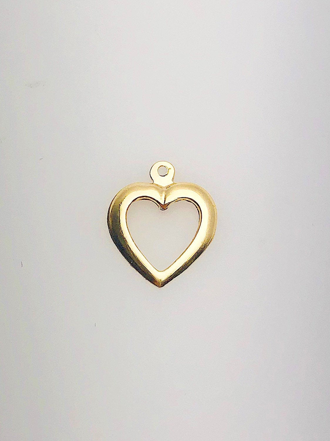  14K Gold Fill Cut Out Heart Charm w/ Ring, 10.3x12.7mm, Made in USA - 107 