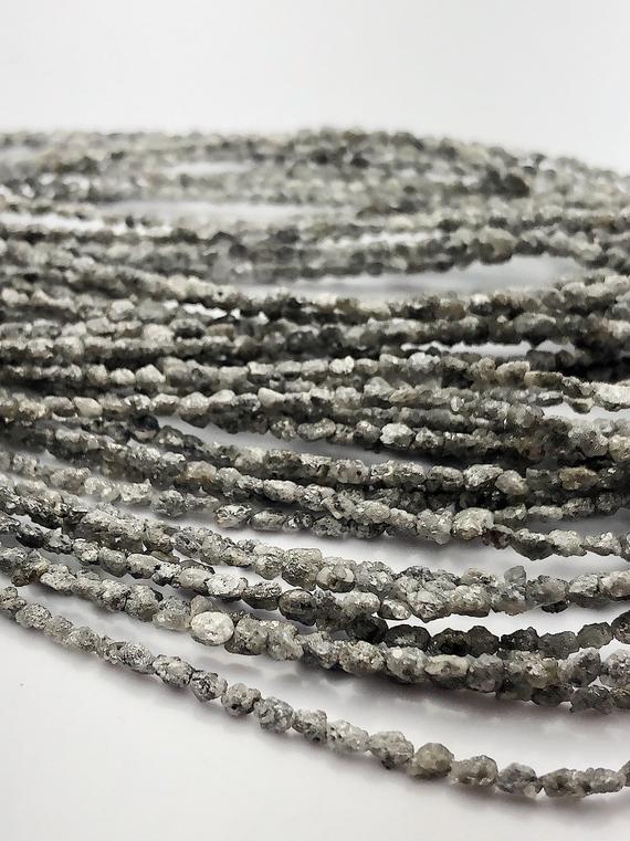  Rough Gray Diamond Gemstone Beads, Full Strand, 16" 