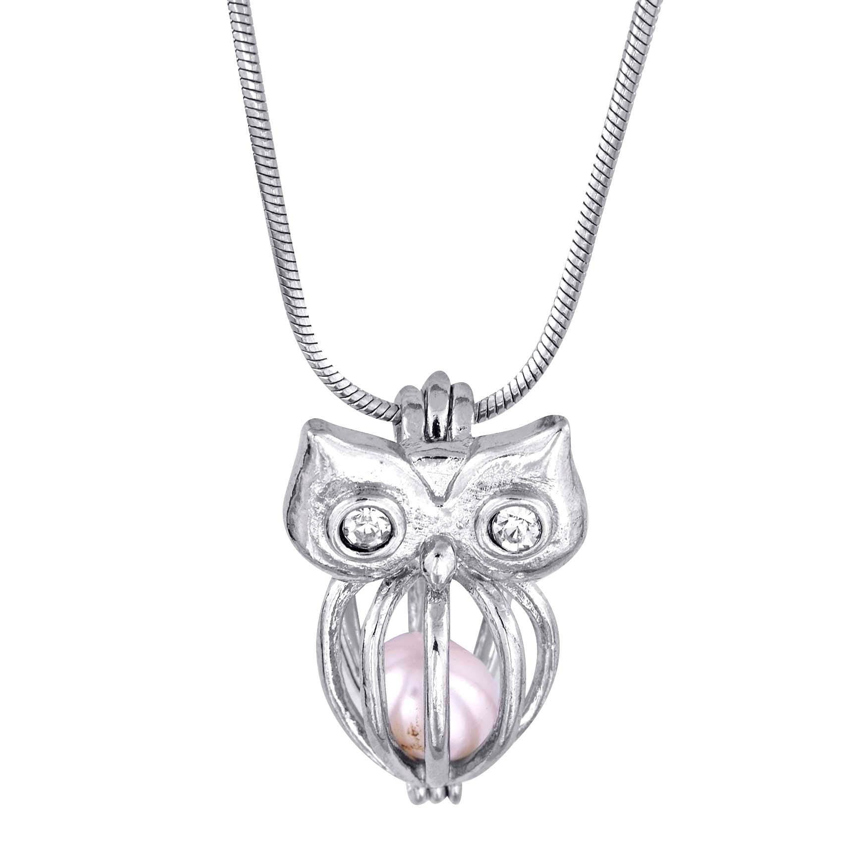  CLOSEOUT SPECIAL - Cage pendant Sterling Silver for 5mm to 7.5mm Loose Pearl or White Gold Plated for 5mm to 9mm Pearl Owl (SCP42, CP42) 