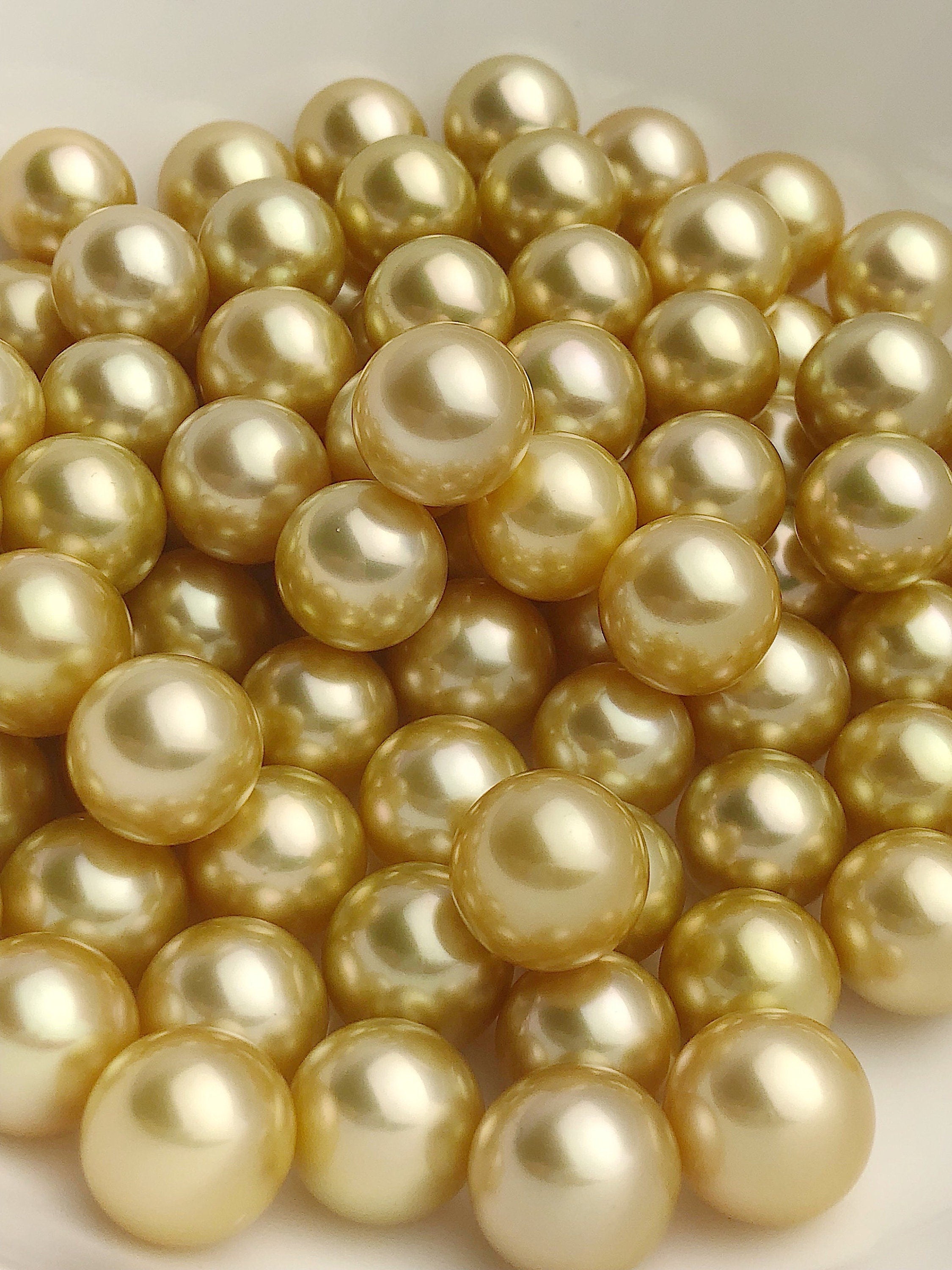  Top Quality Golden South Sea Loose Pearls, Round, 12mm - 12.9mm, AAA+ Quality, Natural Color 