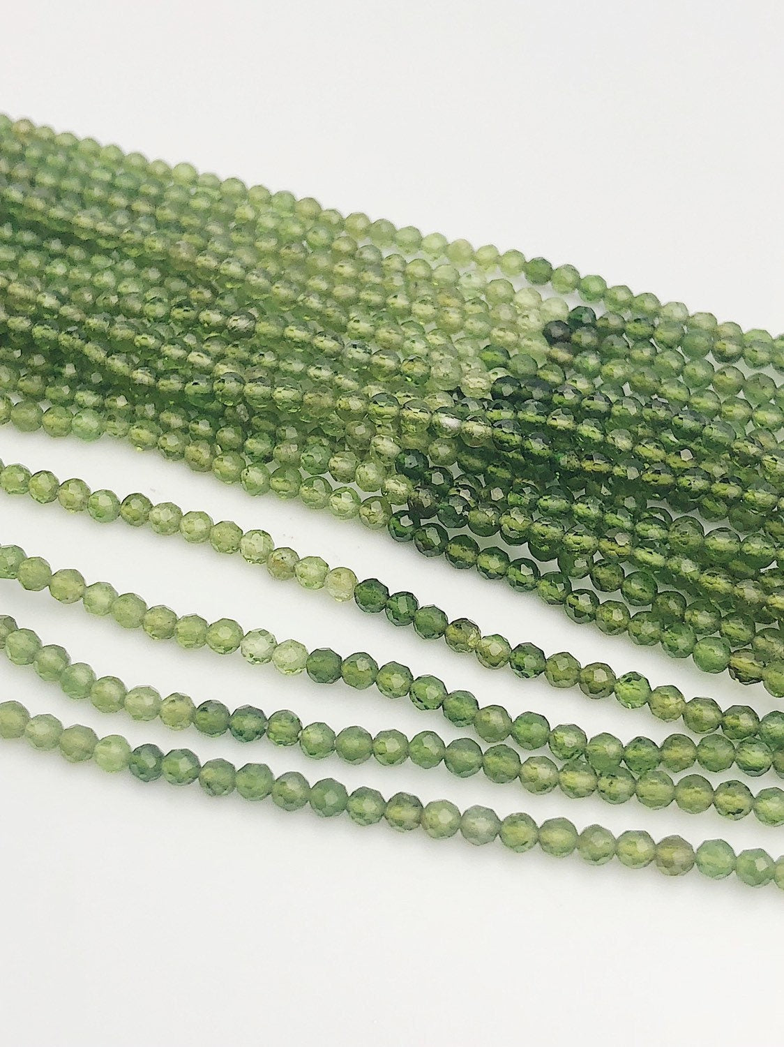  HALF OFF SALE - Green Tourmaline Gemstone Beads, Full Strand, Semi Precious Gemstone, 13" 