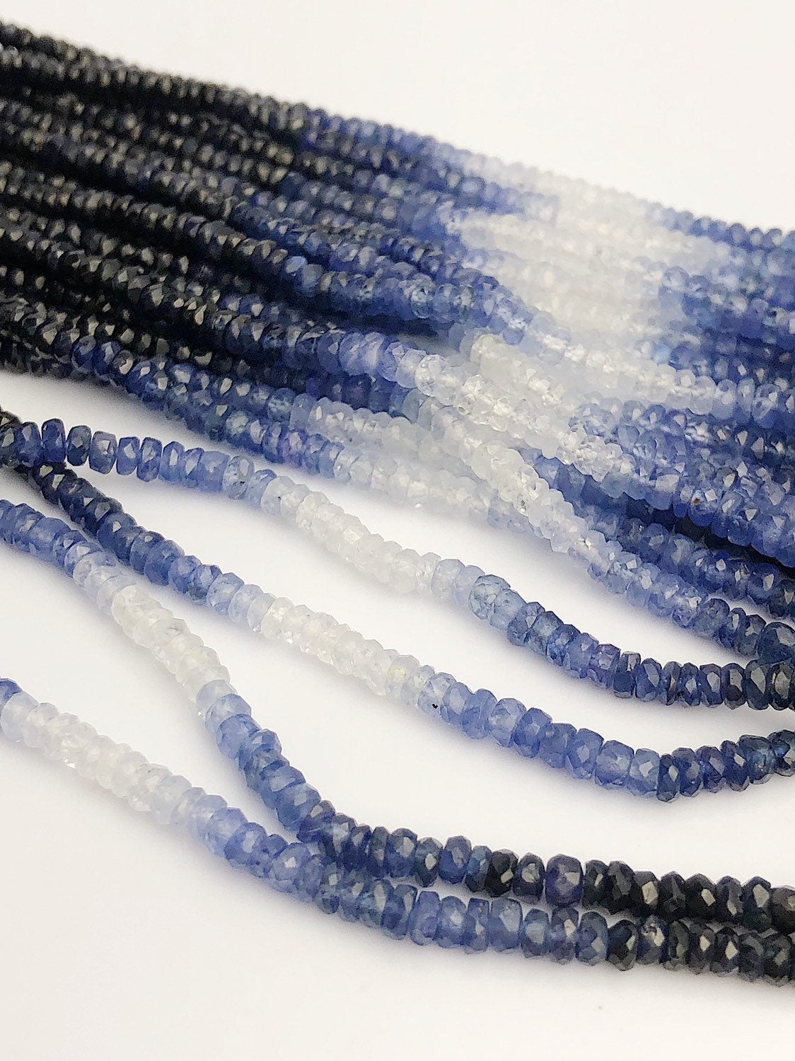  HALF OFF SALE - Shaded Sapphire Gemstone Beads, Full Strand, Semi Precious Gemstone, 16" 