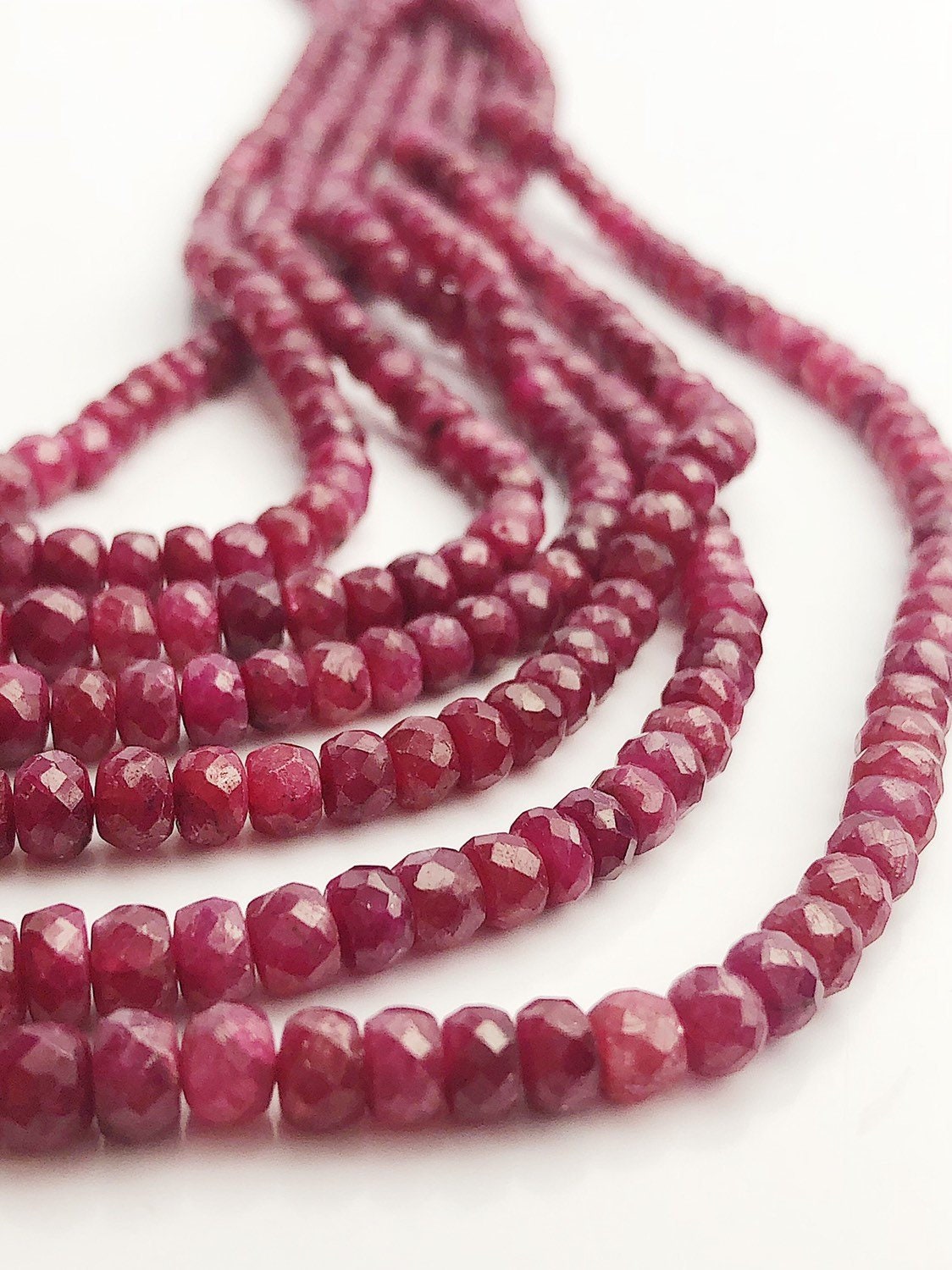  HALF OFF SALE - Ruby Gemstone Beads, 7 Strands Total 