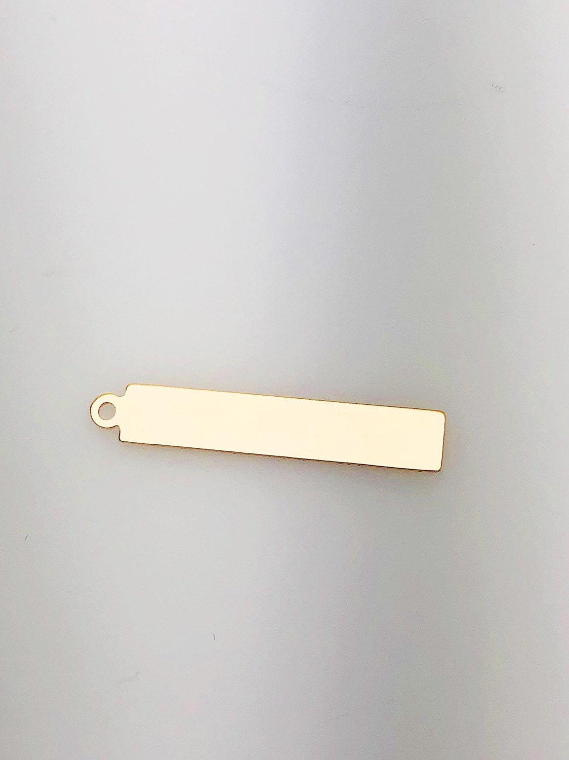  14K Gold Fill Bar Tag Charm w/ Ring, 32.0x6.1mm, Made in USA - 2637 