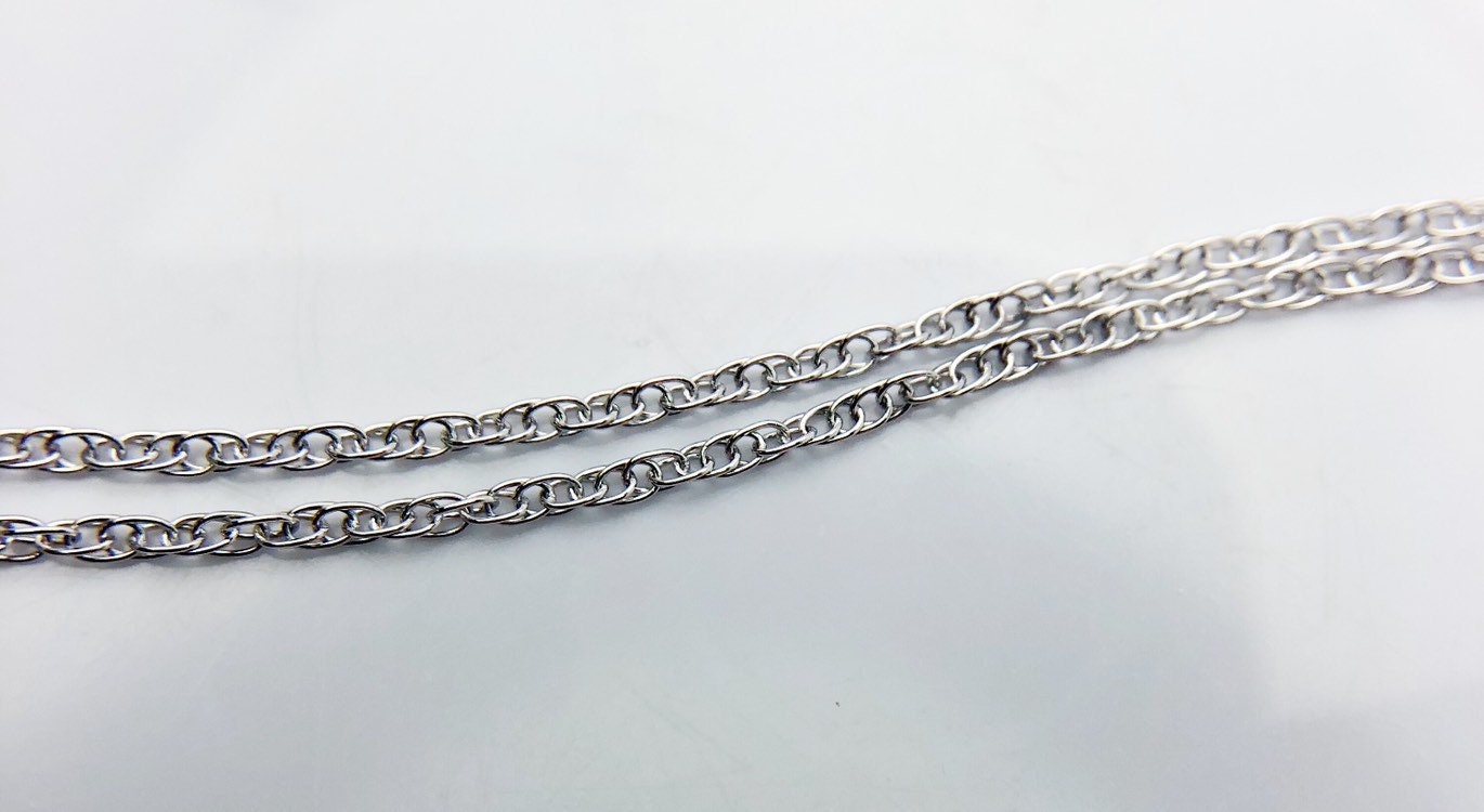  20" Sterling Silver Rhodium Finish Rop Chain 1.3mm (S010R) 20" 