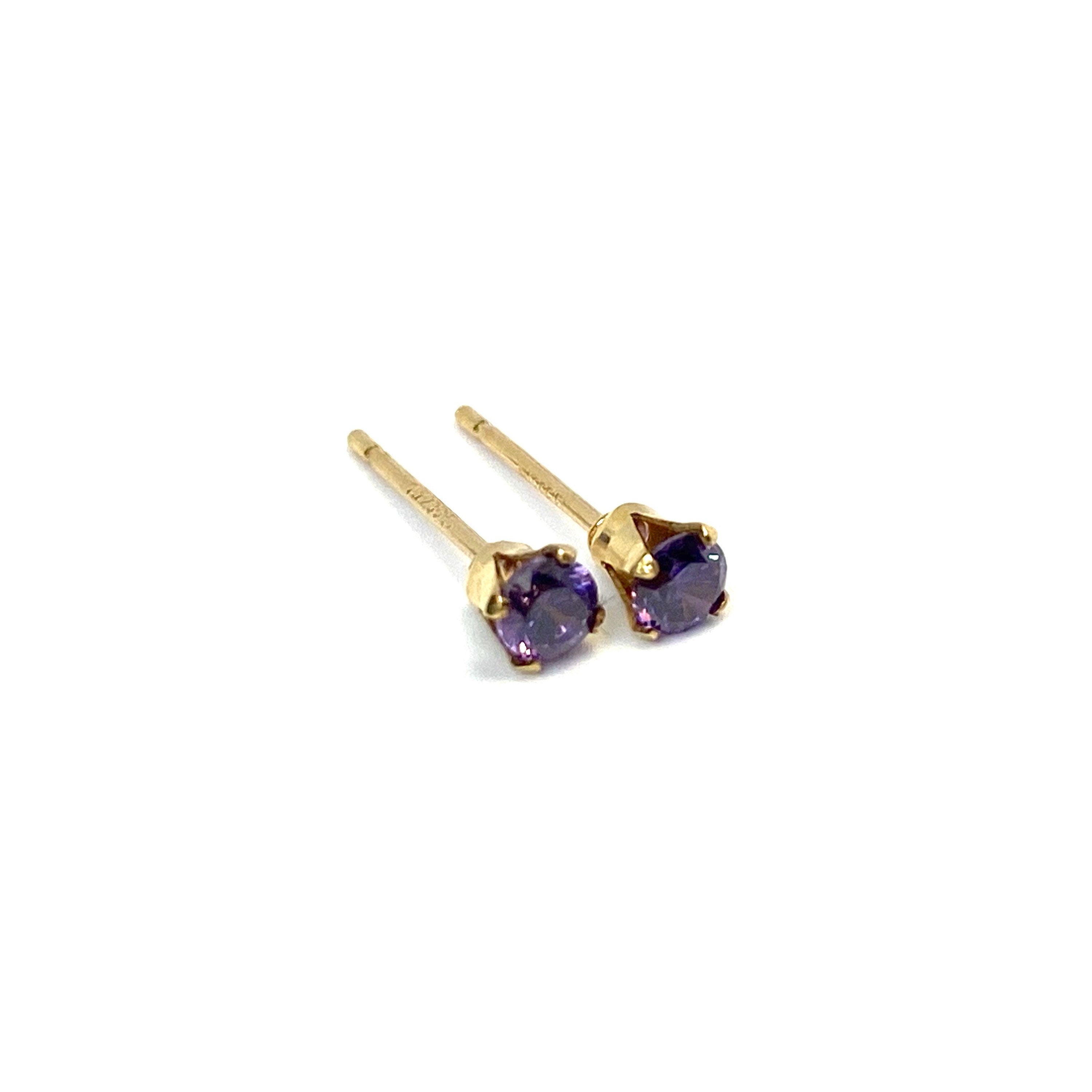  14K Gold Filled, 3mm Amethyst Snap-In Post Earring, 14KGF 