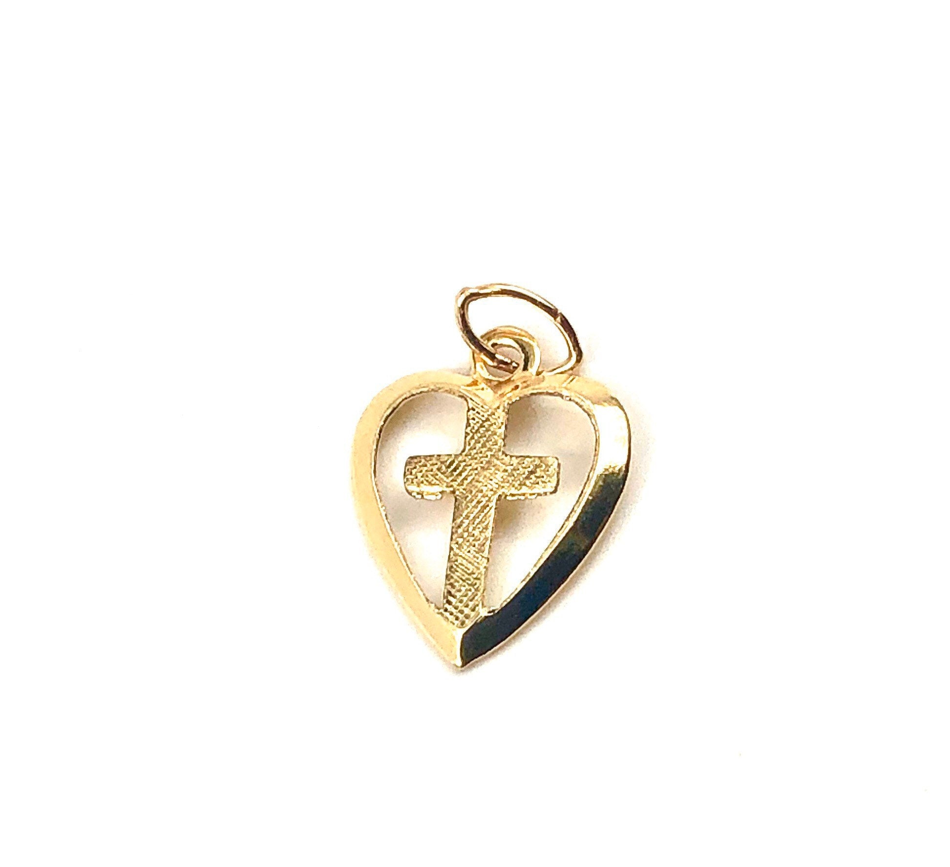  Stunning 14KGf cut out heart with a cross , 14K gold filled , Sku #1684-C 