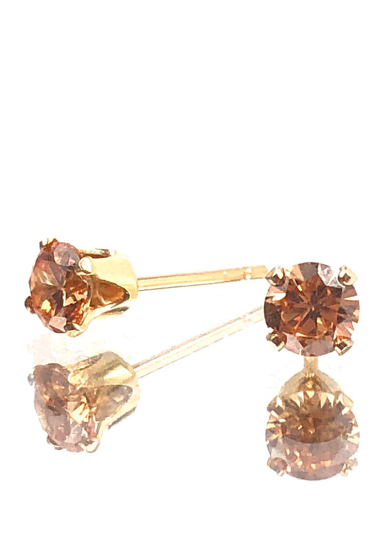  4.0mm Champagne 3A CZ Post Earring, 14k Gold filled, Sku#4011240M11 