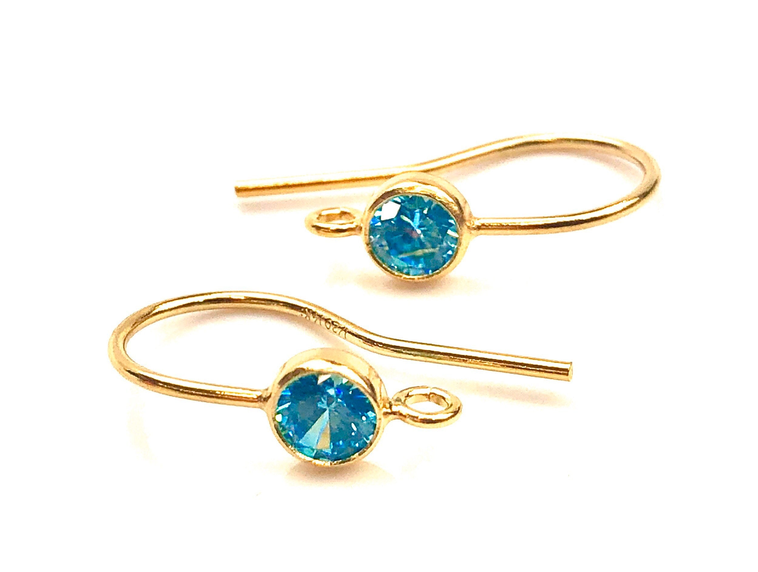  Swiss blue cubic zirconia, 14KGF ear wire , 14K gold fill , SKU#4006425M12 