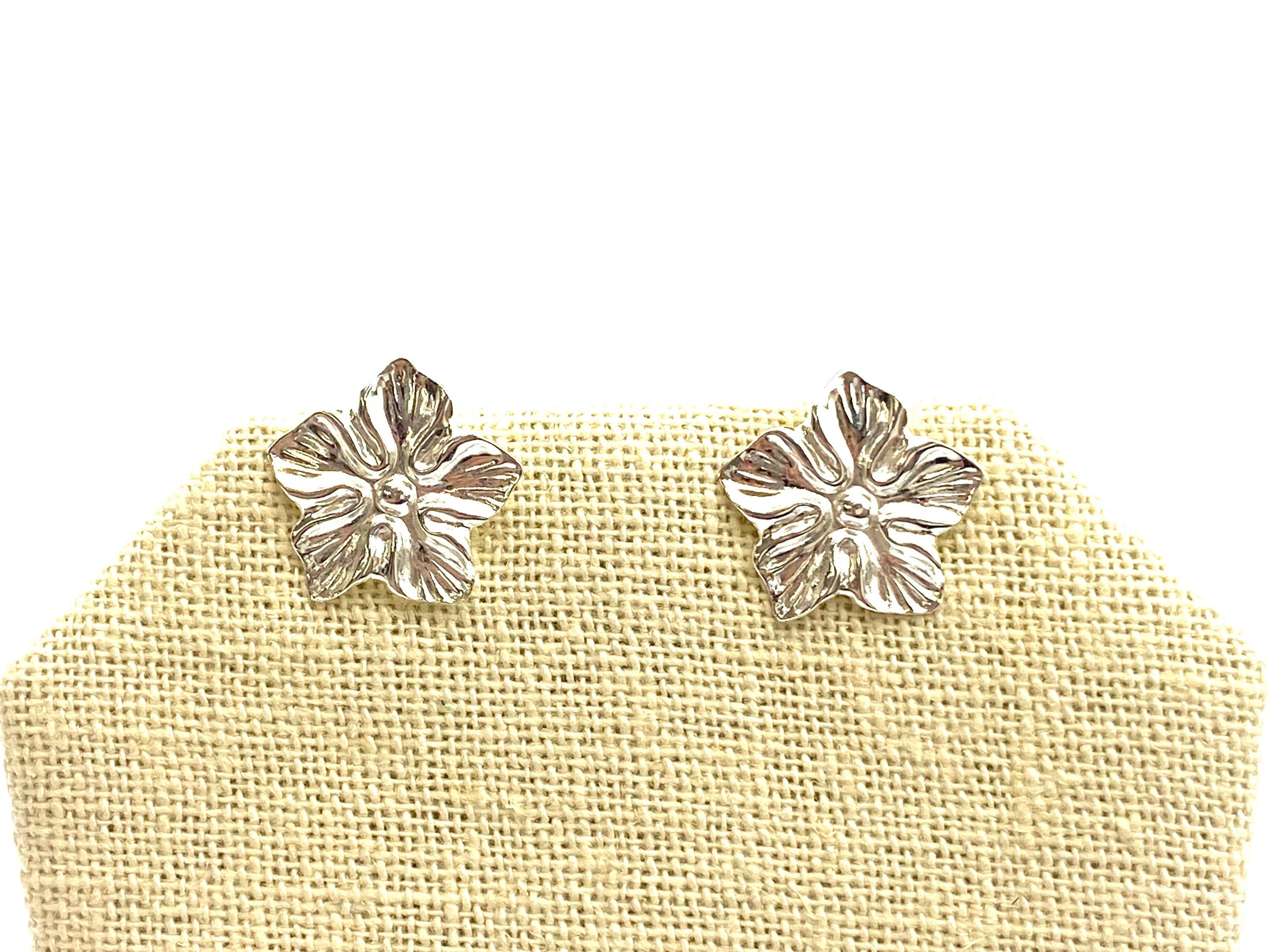  Sterling Silver Flower Stud Earrings , Sku#1159-5 