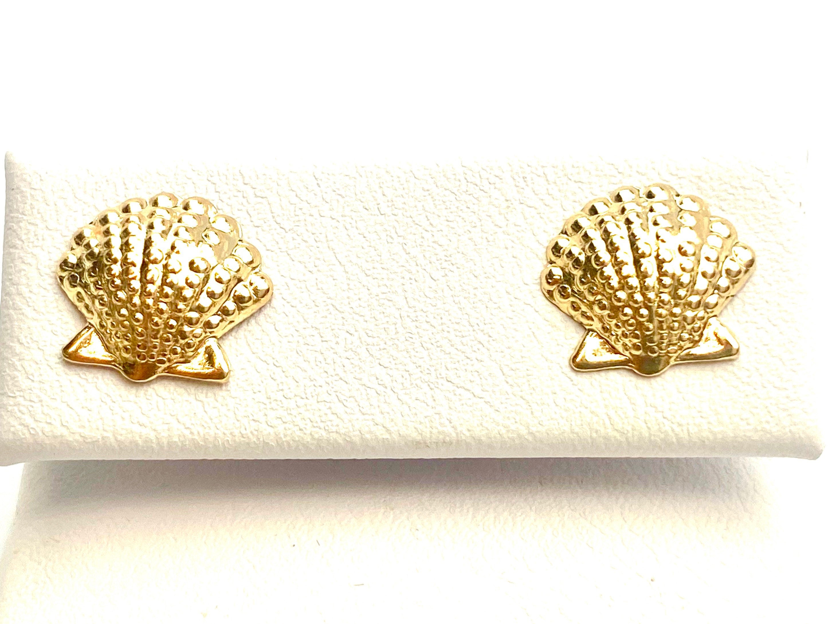  14KGF Seashell Studs , Sku#1820-4 