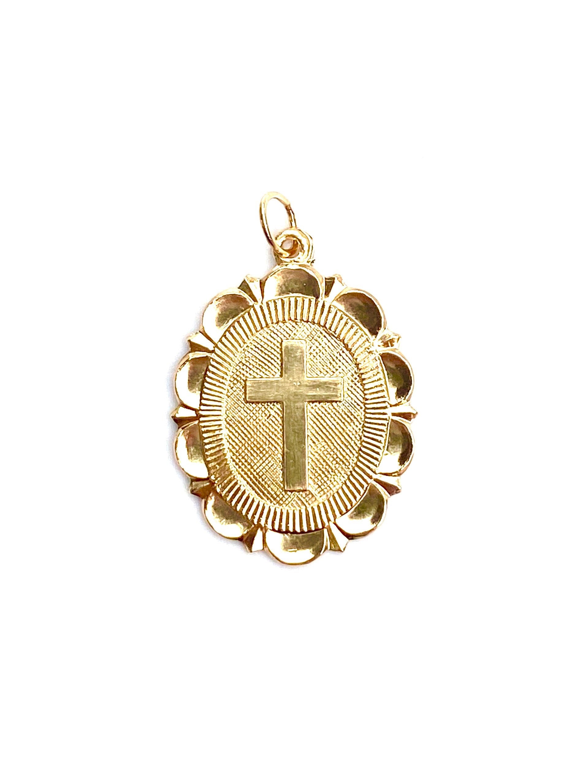  14KGF Oval Cross , Sku#2644-C 