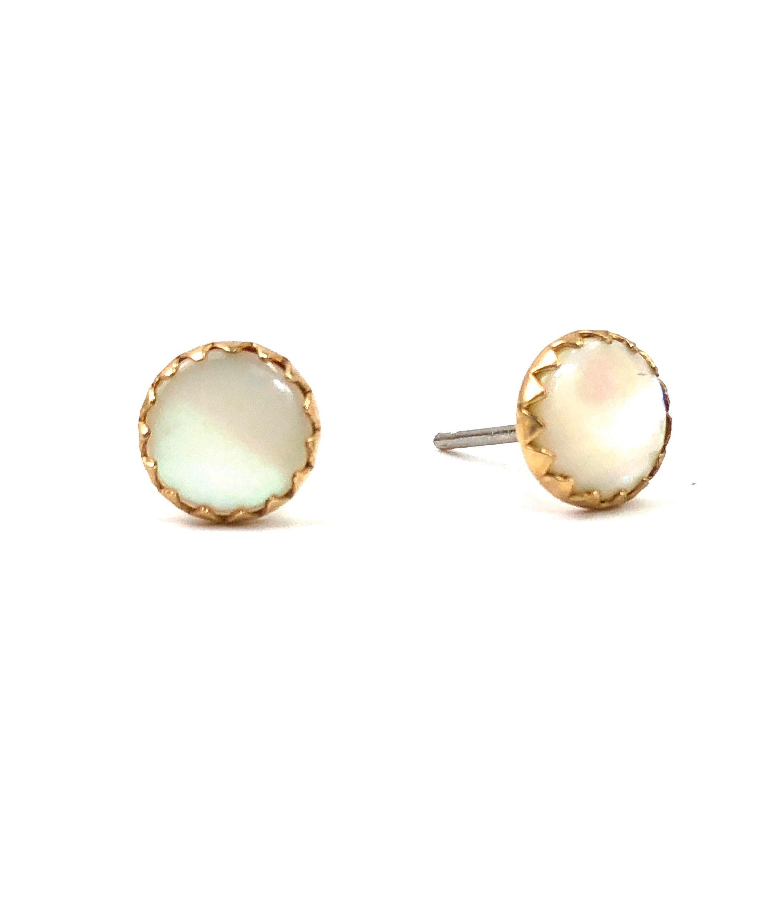  Stunning opal stud earring, circle 14KGF post w sterling silver peg , SKU# OPL991 