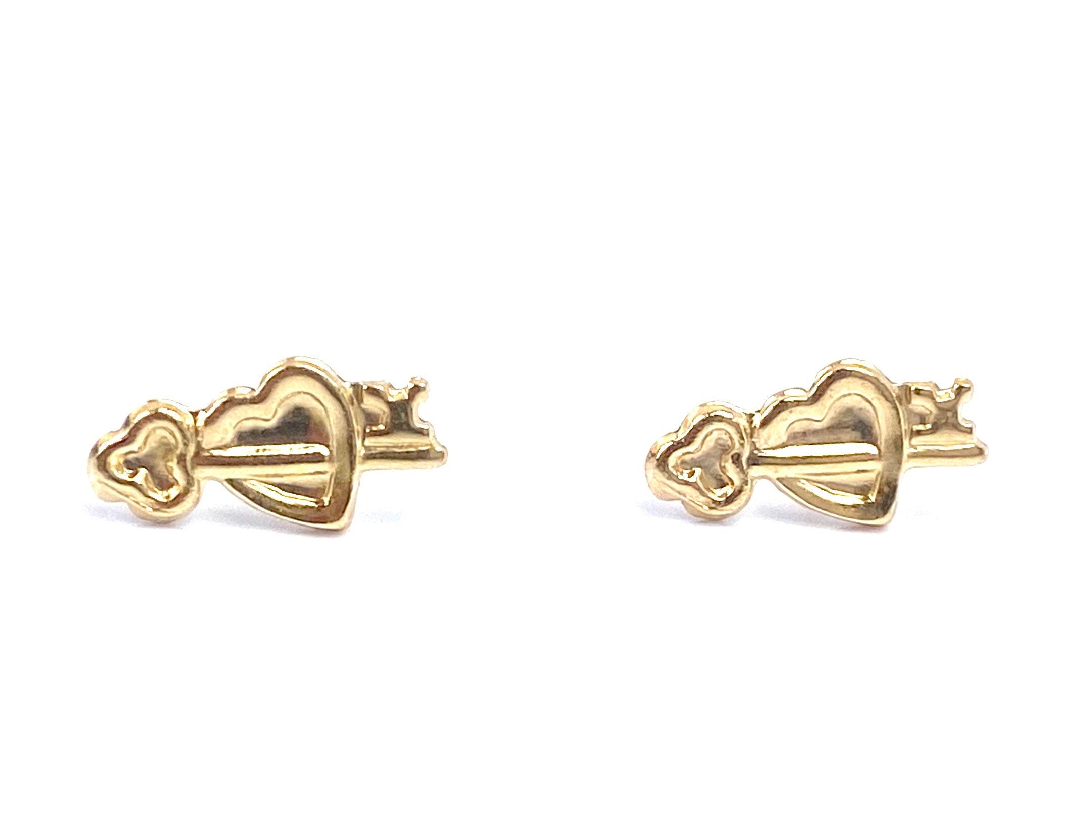  14KGF Heart & Key studs , Sku#79-4 