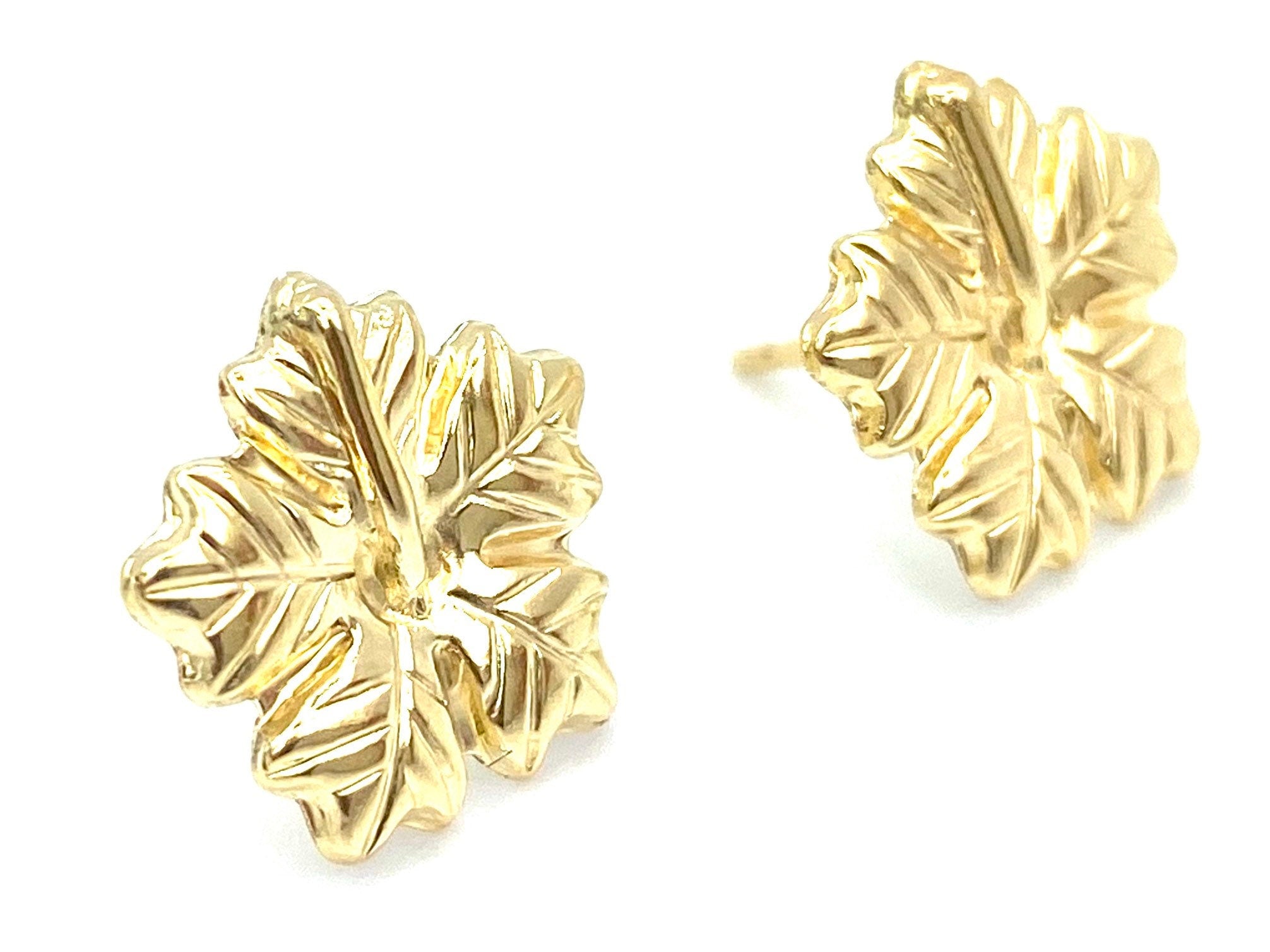  Hibiscus Flower Studs, 14KGF & Sterling Silver , Sku#2433-4 