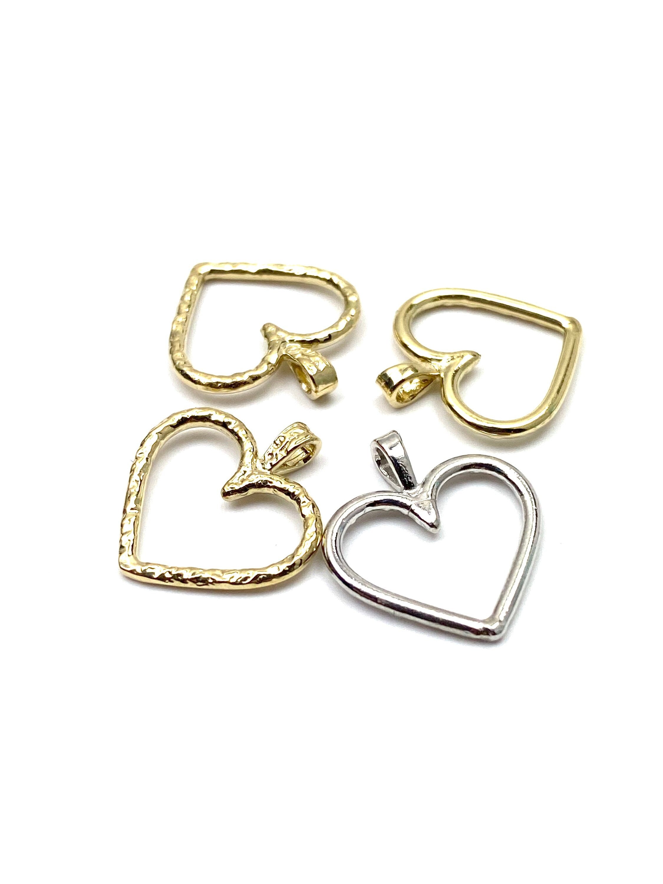  14K heart charm, Rose gold & White gold, SKU#L-137 