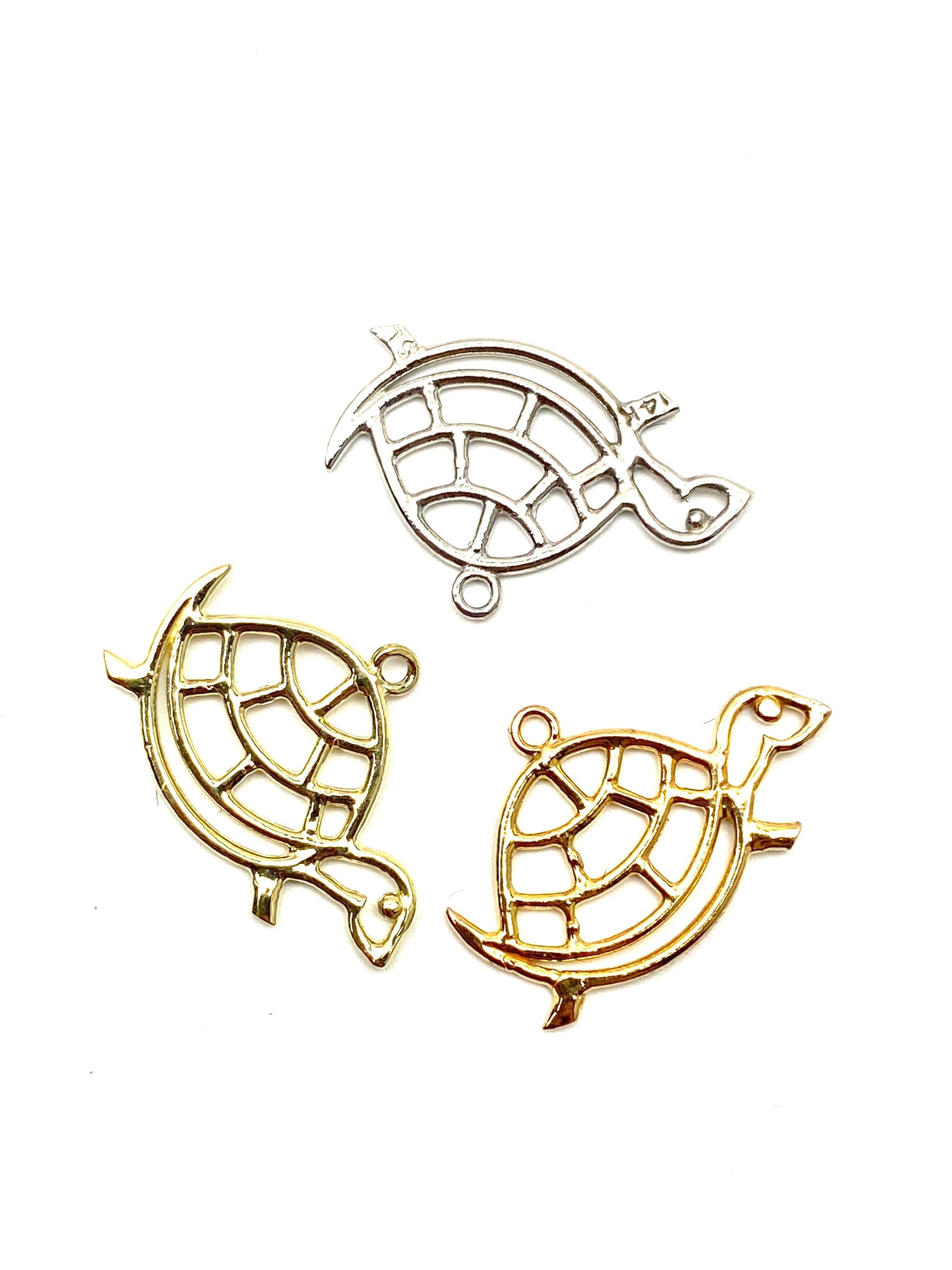  14K turtle charm, Rose gold, Gold, White gold, SKU#L-105 