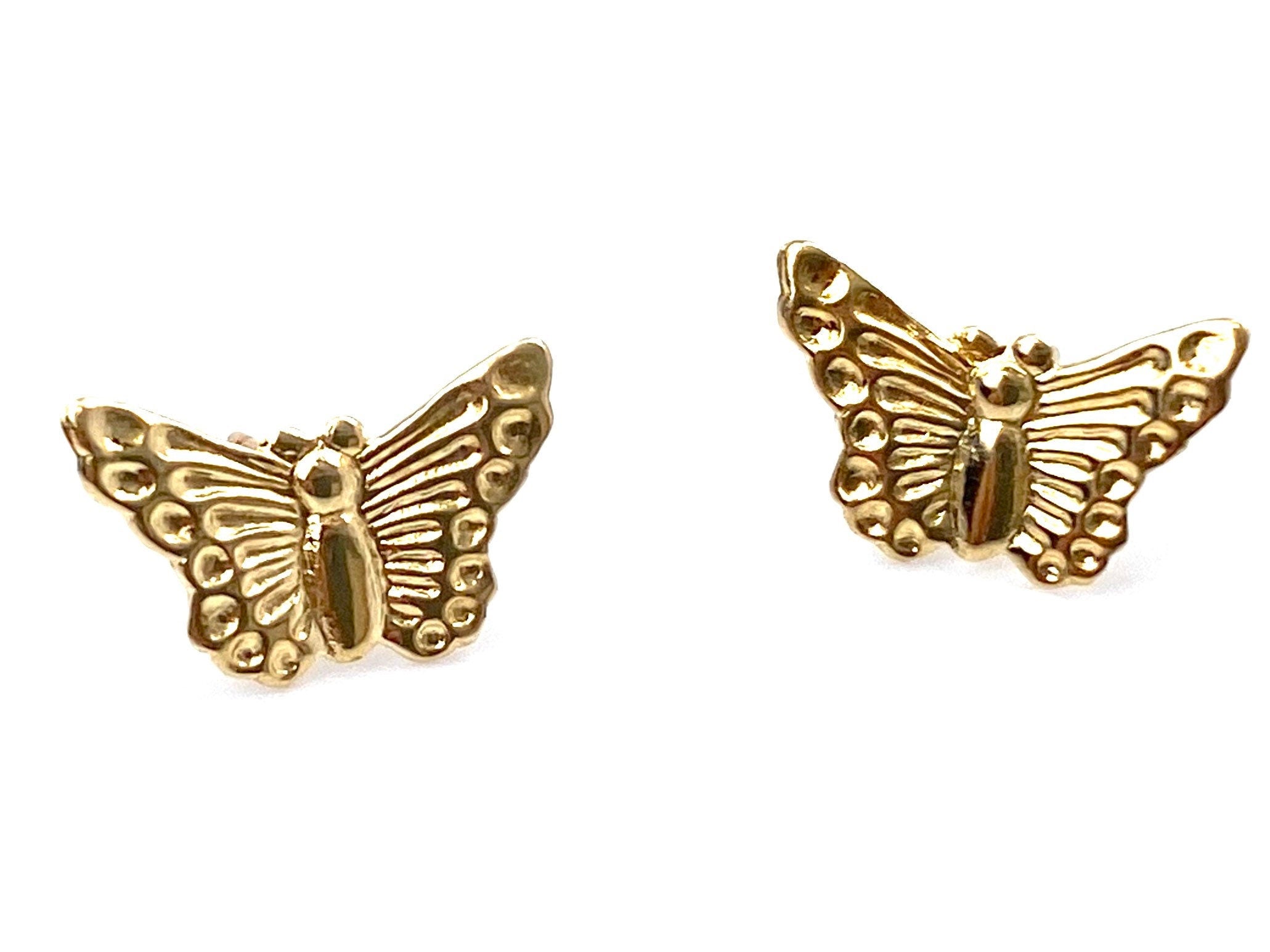  14K Solid Gold Butterfly Studs, Sku#243-2 