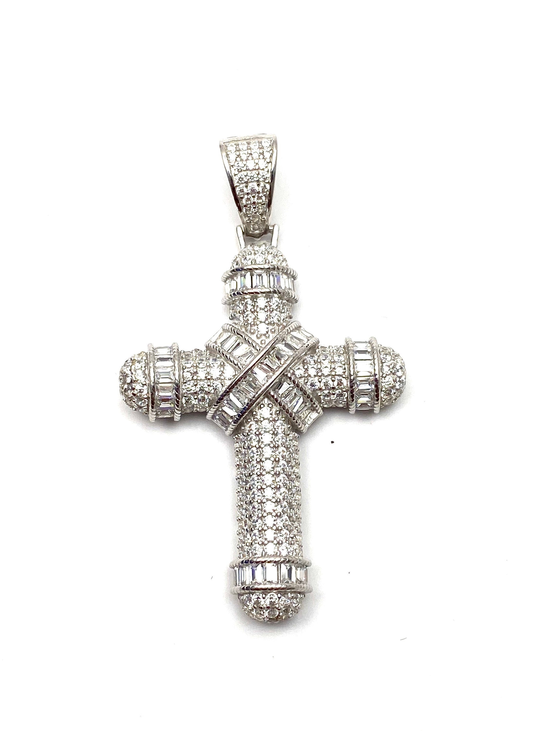  Sterling silver cross pendant, cubic zirconia, SKU# 10032 