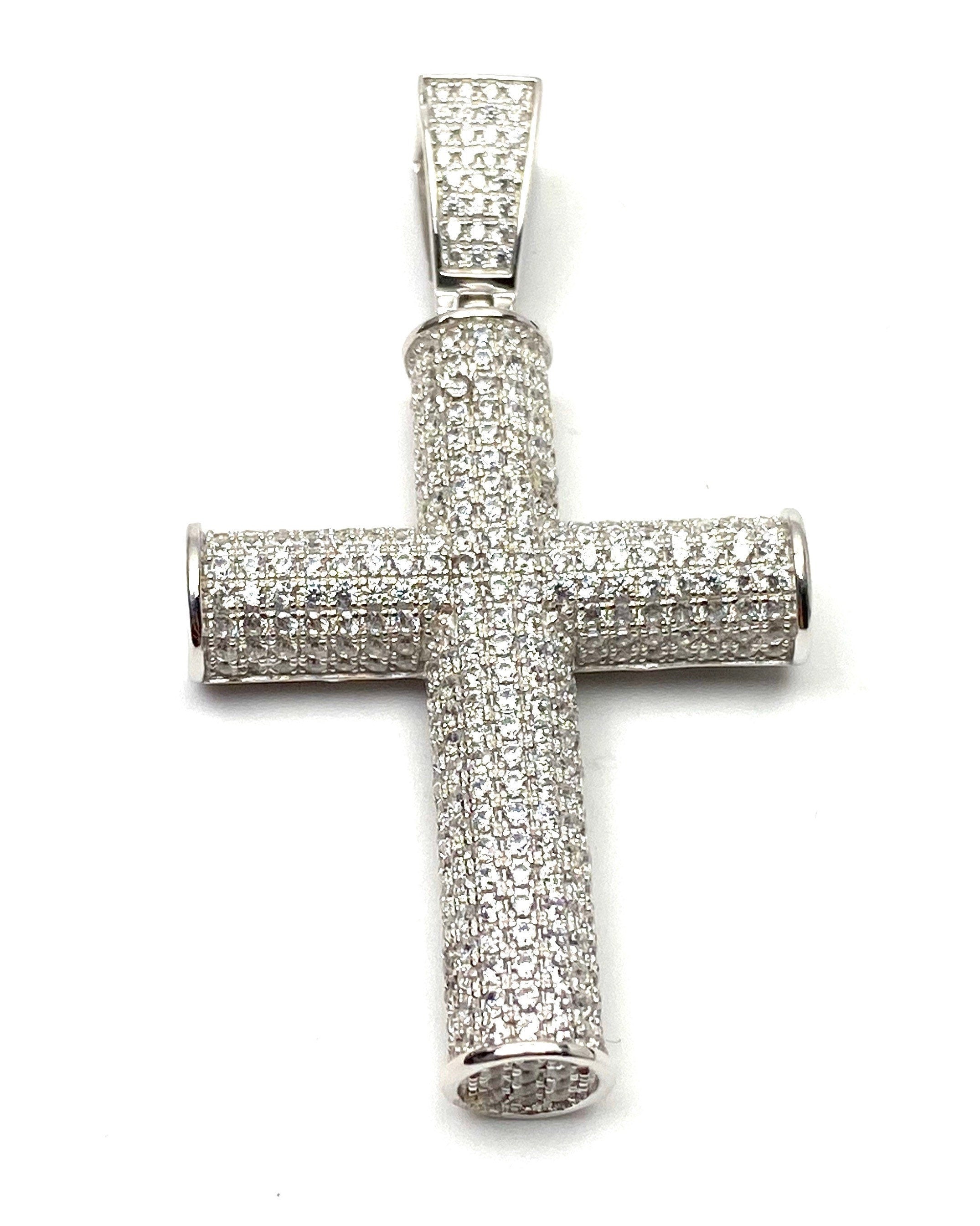  sterling silver cross pendant, cubic zirconia, SKU# 10028 