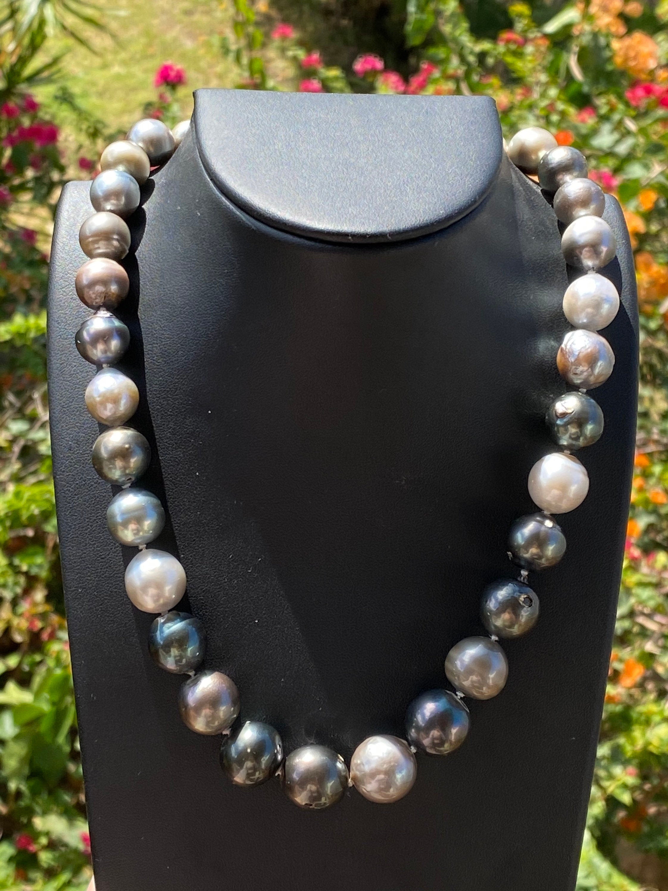  Stunning Tahitian pearl necklace with sterling silver clasp , SKU# 11141 