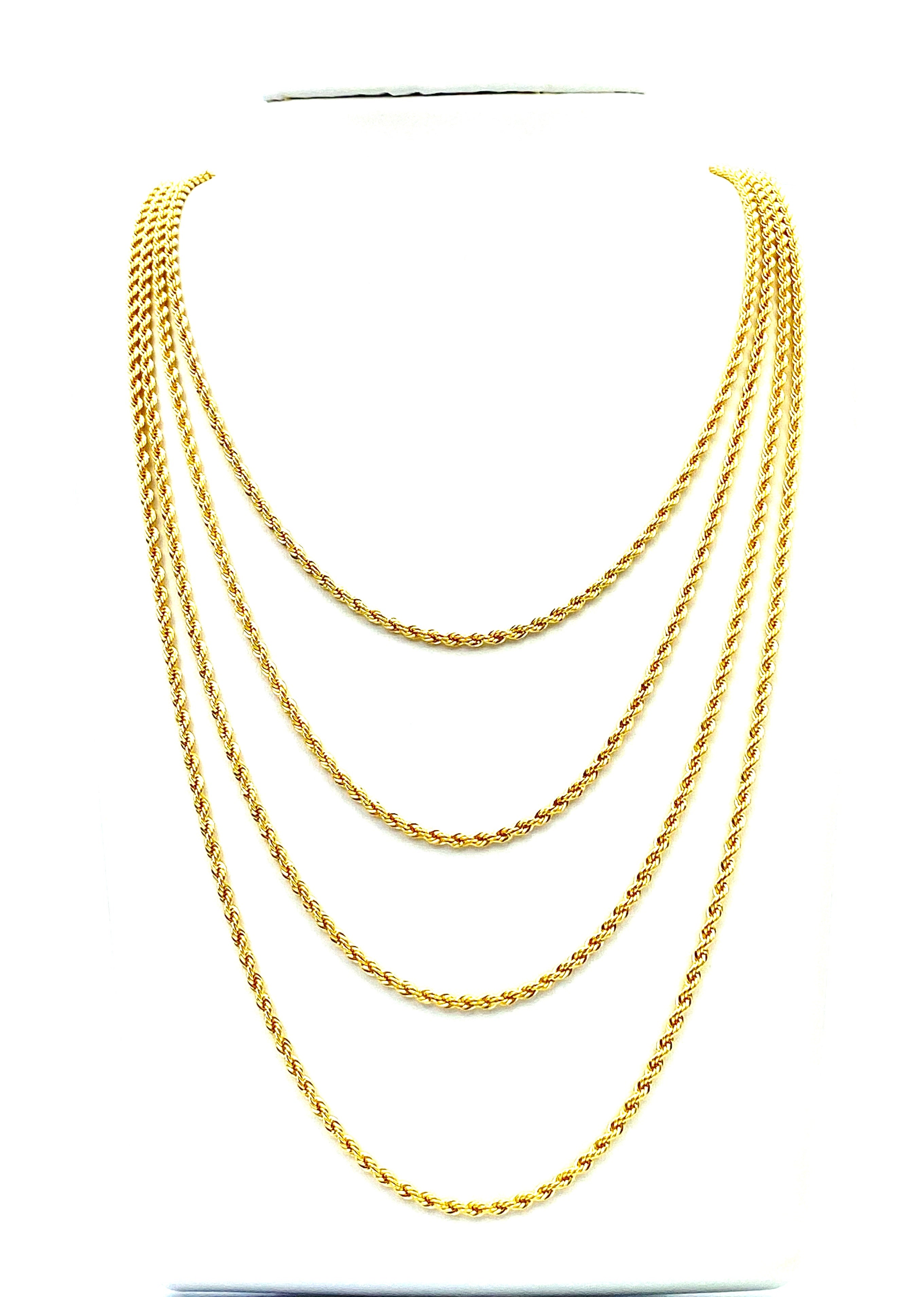  14KGF French Rope Chain Necklace 18” 20” 22” 24” , 2.5mm 