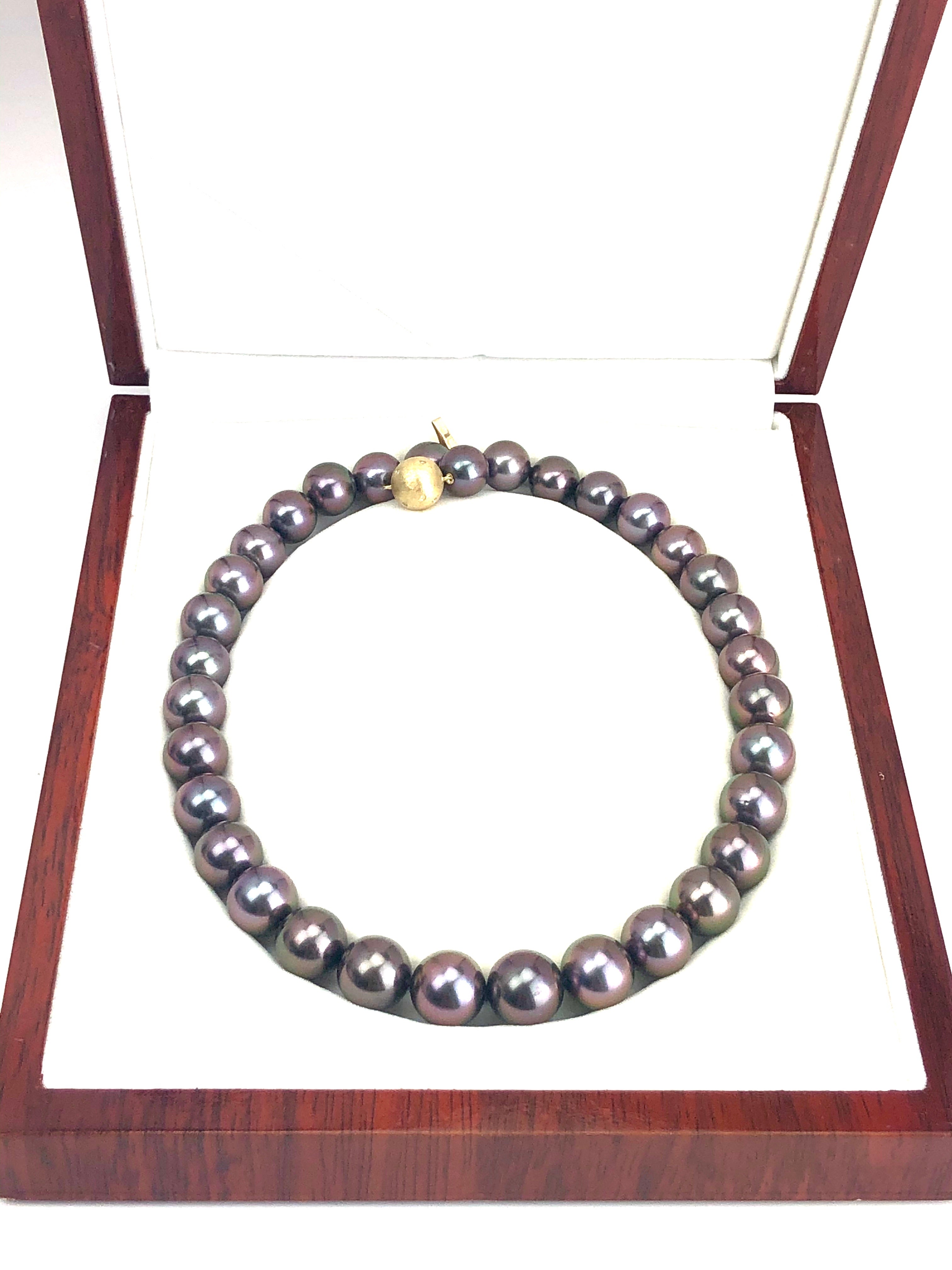  Aubergine AAA / AA with 14K gold & 18K diamond ball clasp pearl necklace , SKU# 070776 