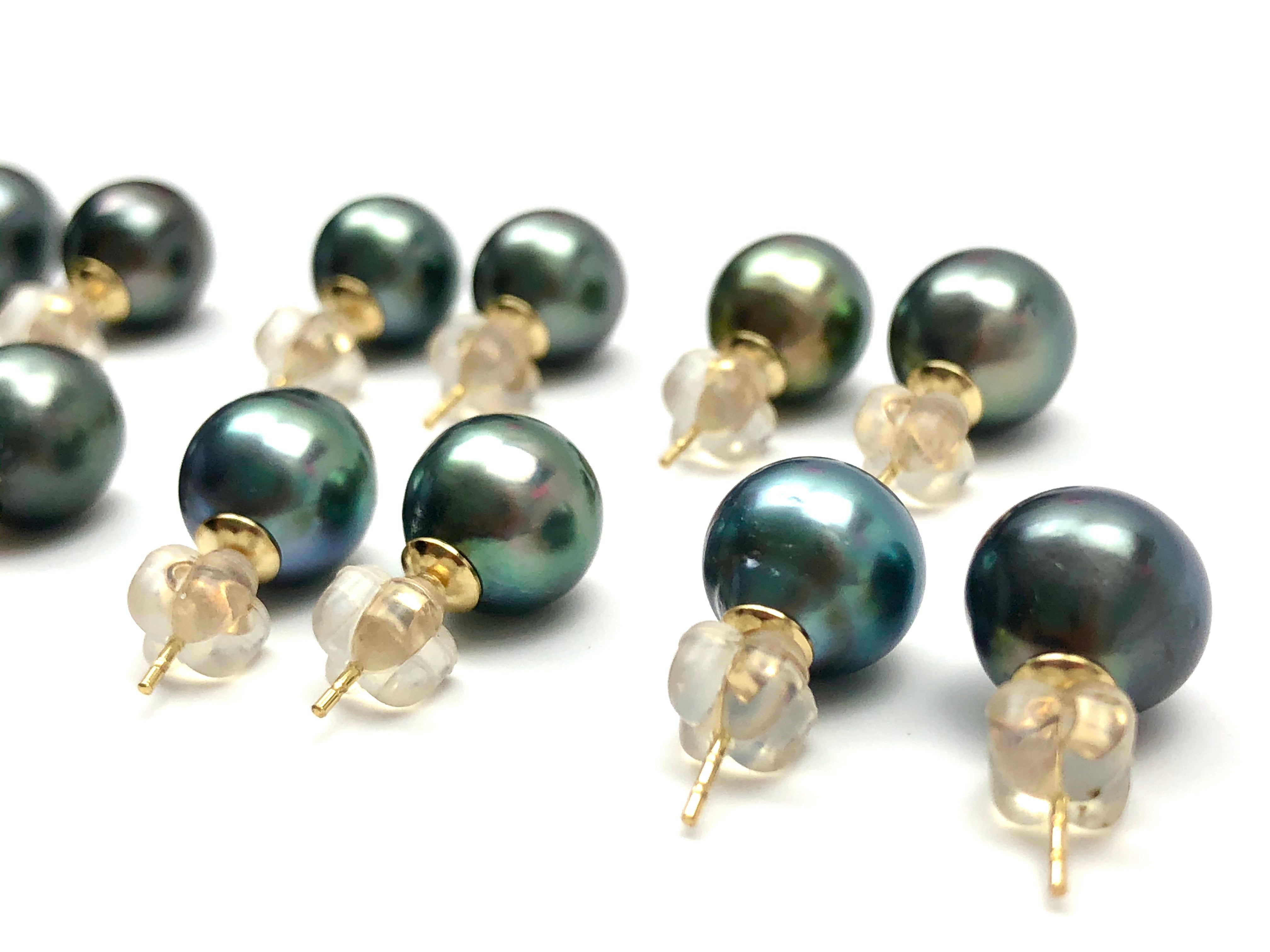  Tahitian pearl earring stud with 14KGF ear backings, SKU#070782 