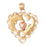 14k Gold Two Tone Dolphin Heart Charm