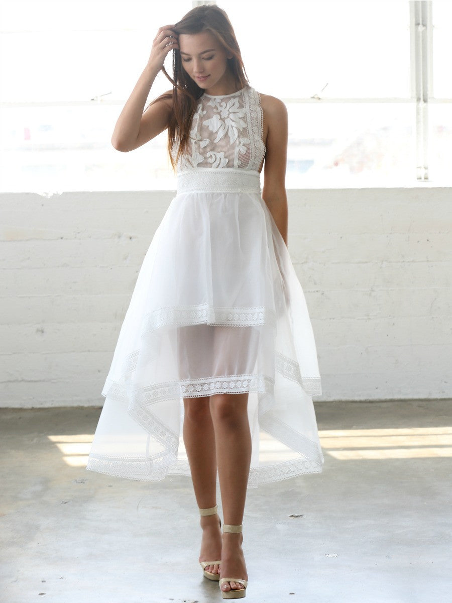 white lace tiered dress