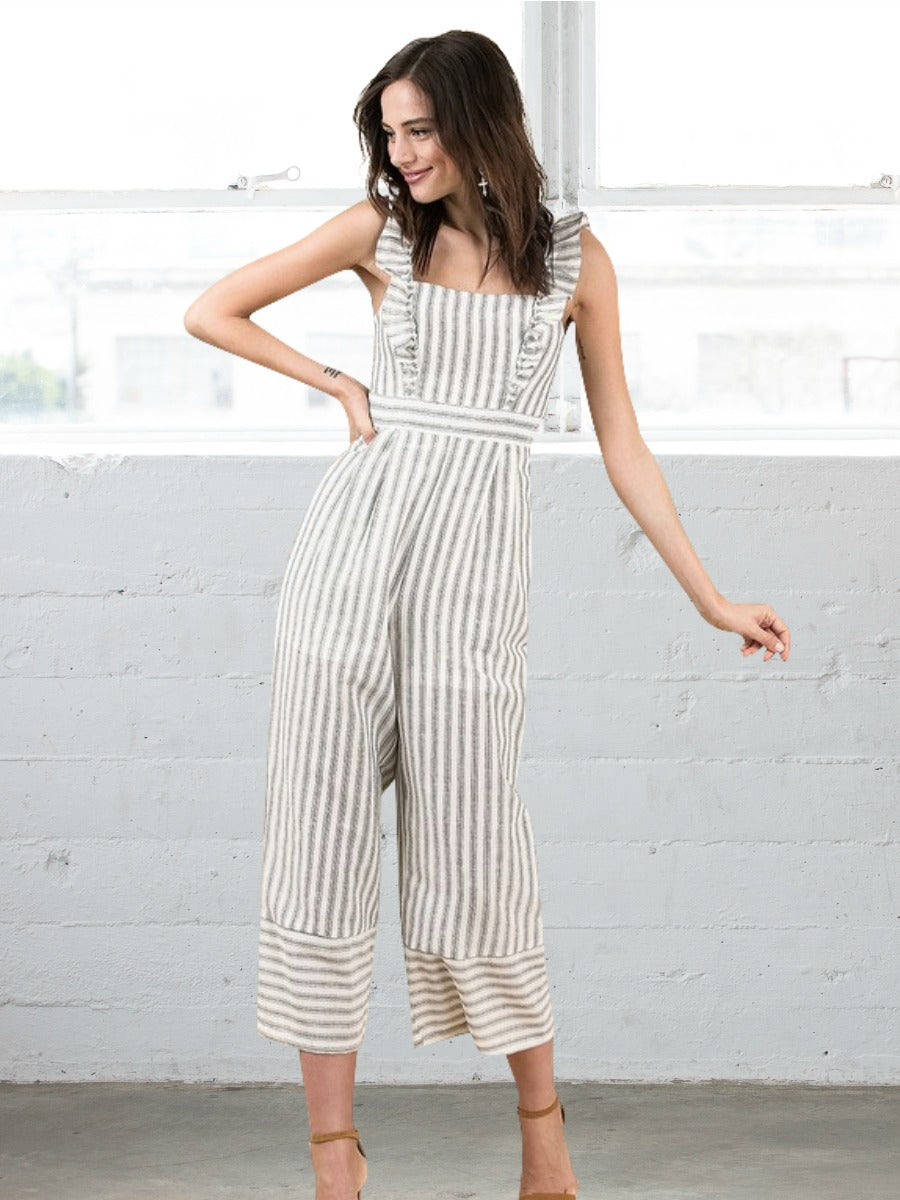 vertical striped jumpsuit