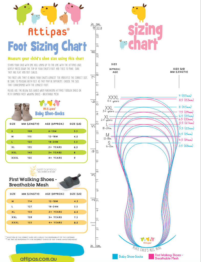 Baby Shoe Size Chart Australia
