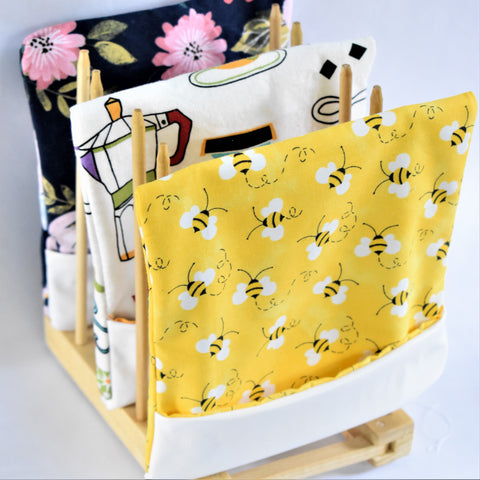 2-in-1: Reusable Bag Stand and Drying Rack Yellow