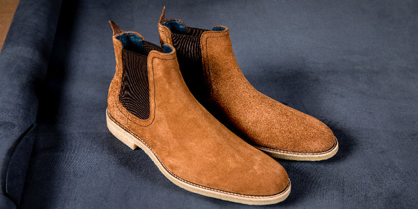 Men's Suede Chelsea boot by Barker Shoes.
