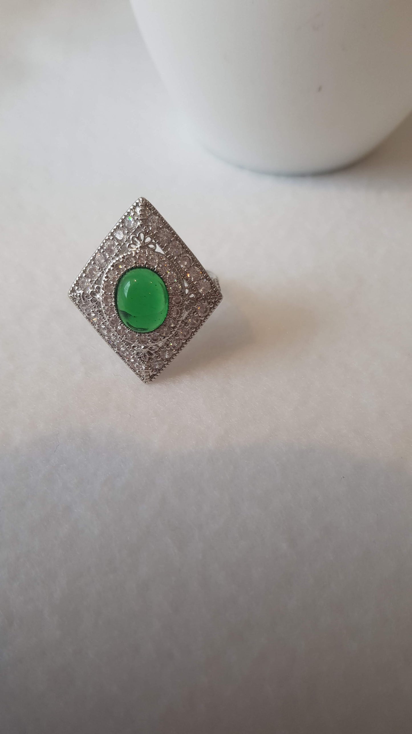 Green Crystal Archaic Ring