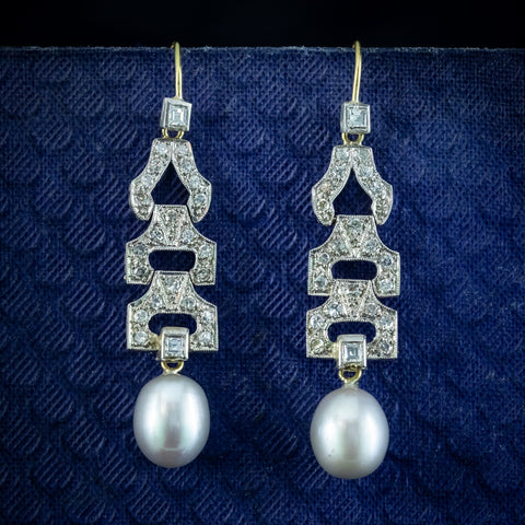 Diamond Pearl Dangle earrings
