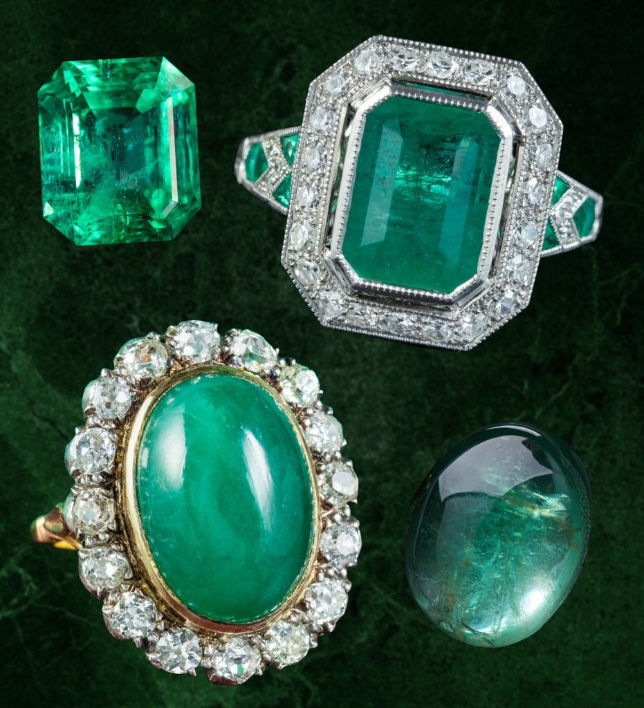 Emerald-Cabochon-Cut-Rings
