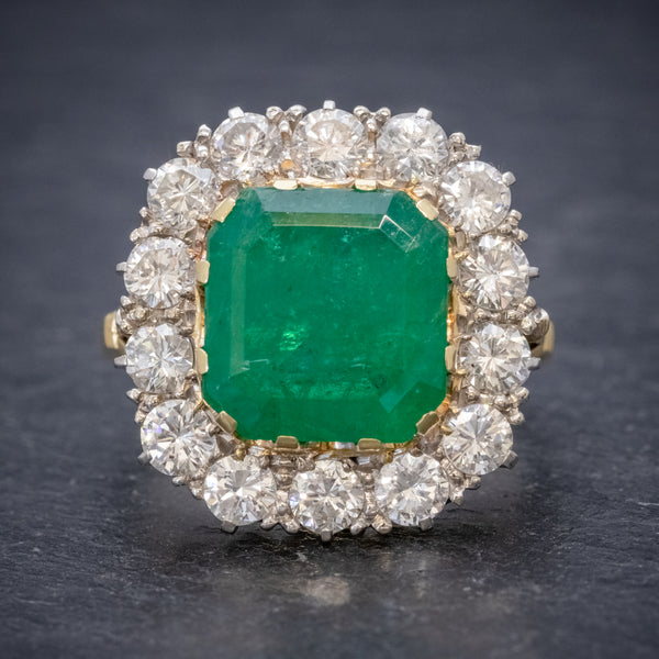 Emerald Diamond Trilogy Ring Platinum 2.50ct Emerald – Antique ...