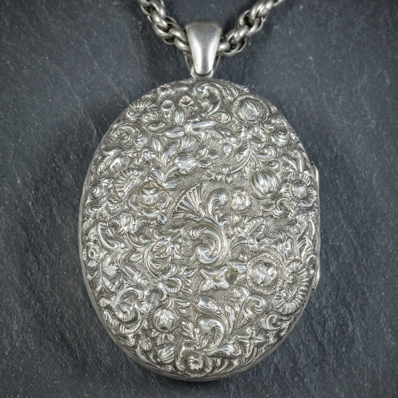 Antique Victorian Silver Floral Locket Necklace Circa 1900 – Antique ...