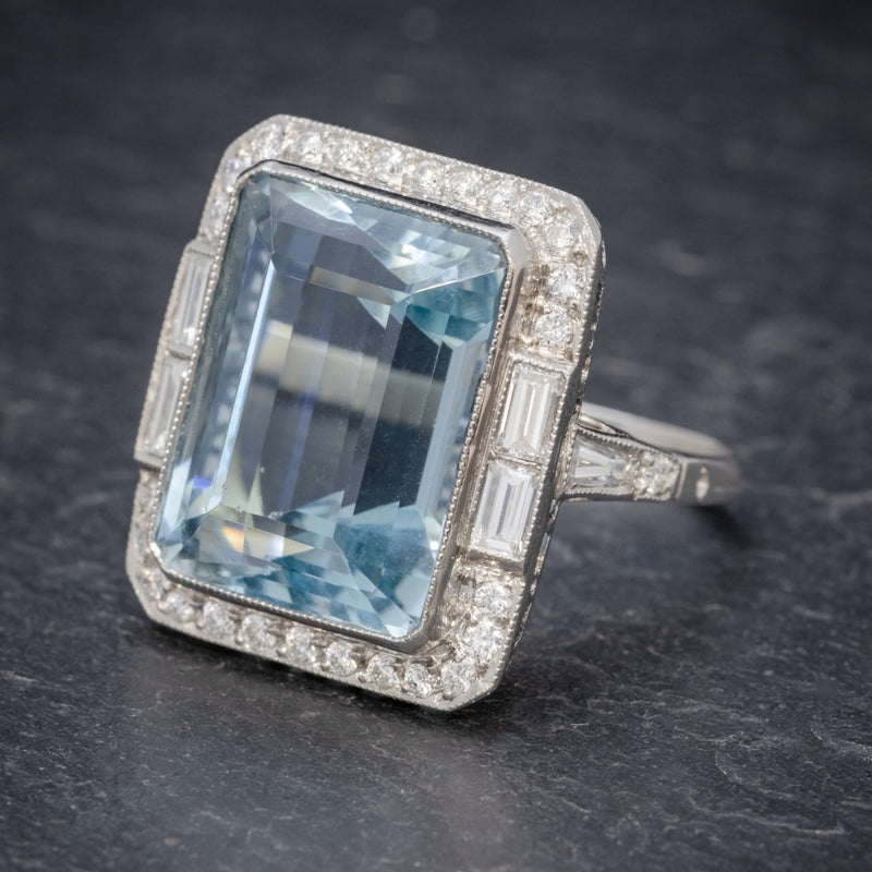 ART DECO AQUAMARINE RING PLATINUM 18CT AQUA CIRCA 1930 – Antique ...