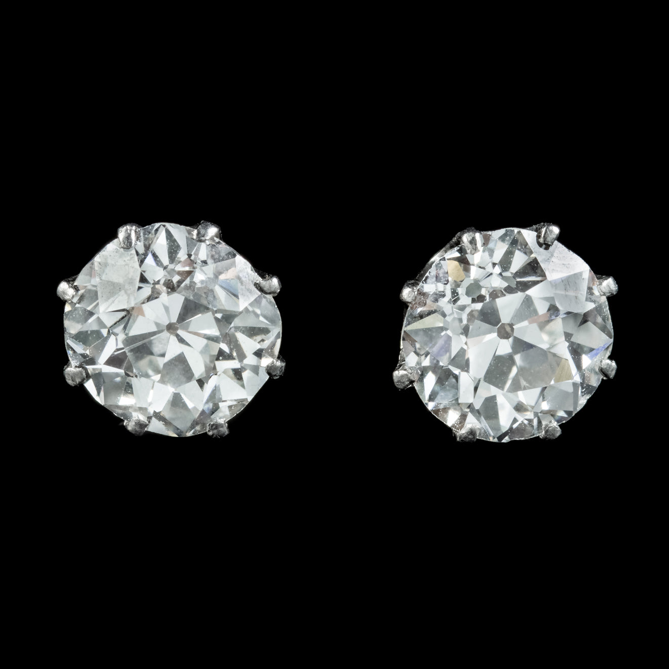 ANTIQUE EDWARDIAN DIAMOND STUD EARRINGS 3.40CT DIAMOND CIRCA 1901 WITH ...