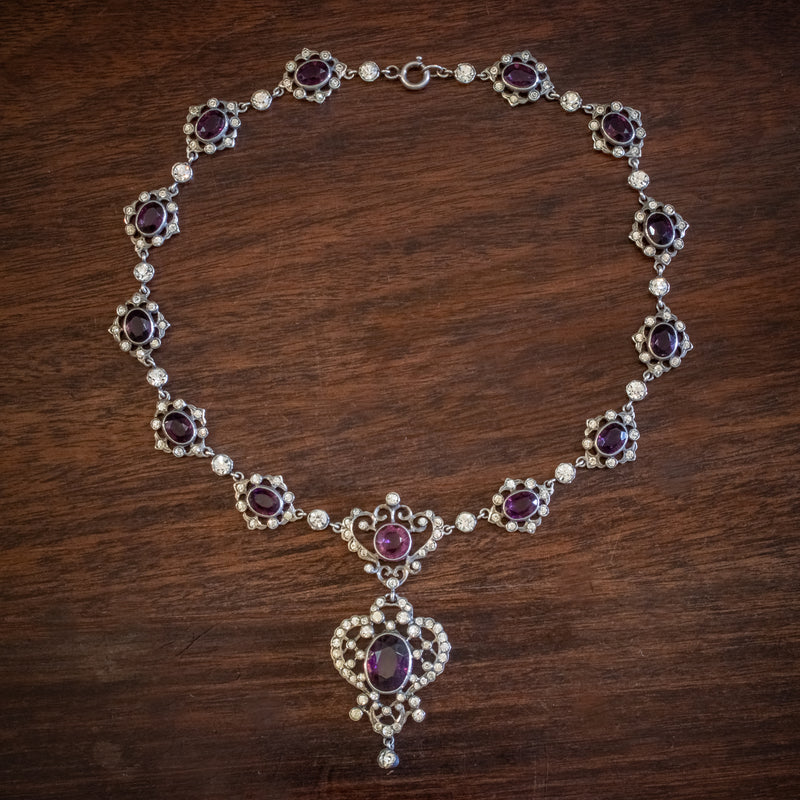 Antique Edwardian Paste Lavaliere Necklace Silver Circa 1910 – Antique ...
