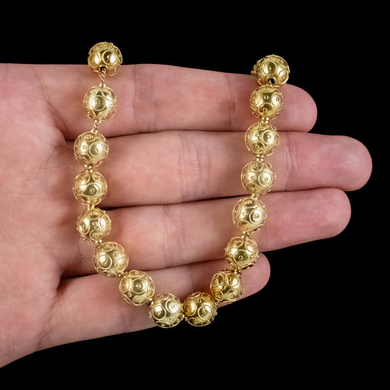 ANTIQUE VICTORIAN ETRUSCAN REVIVAL BEAD NECKLACE 15CT GOLD CIRCA 1880 ...