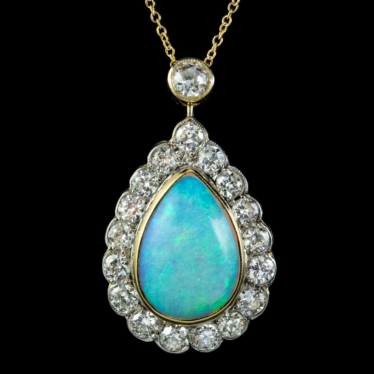 Art Deco Style Opal Diamond Pendant Necklace 18Ct Gold 8Ct Opal ...