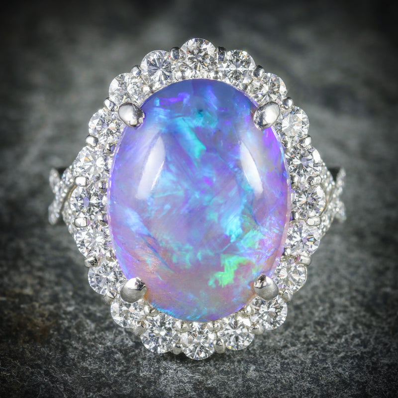 Black Opal Ring Platinum 16ct Black Opal – Antique Jewellery Online
