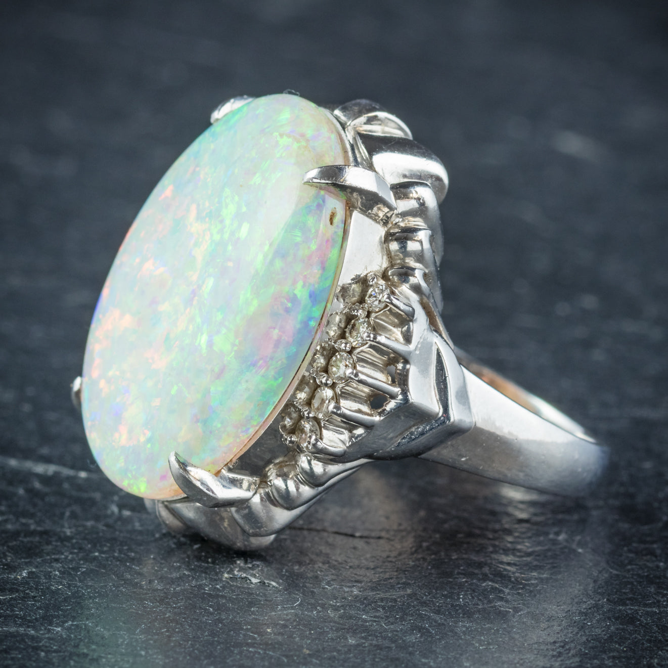 Opal Ring Platinum 10.84ct Opal – Antique Jewellery Online