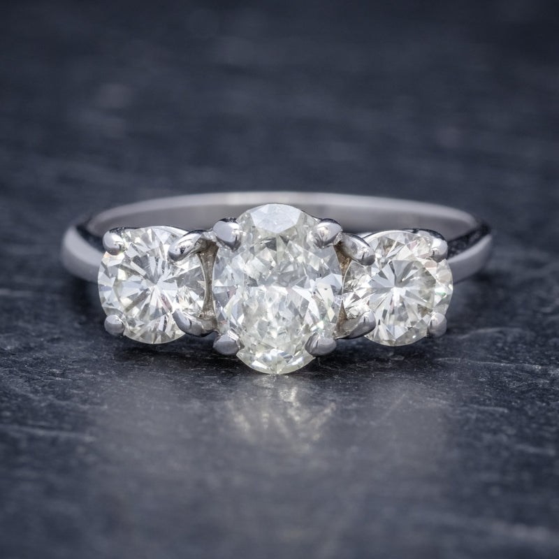 VINTAGE DIAMOND TRILOGY RING 14CT WHITE GOLD 2CT OF DIAMOND – Antique ...