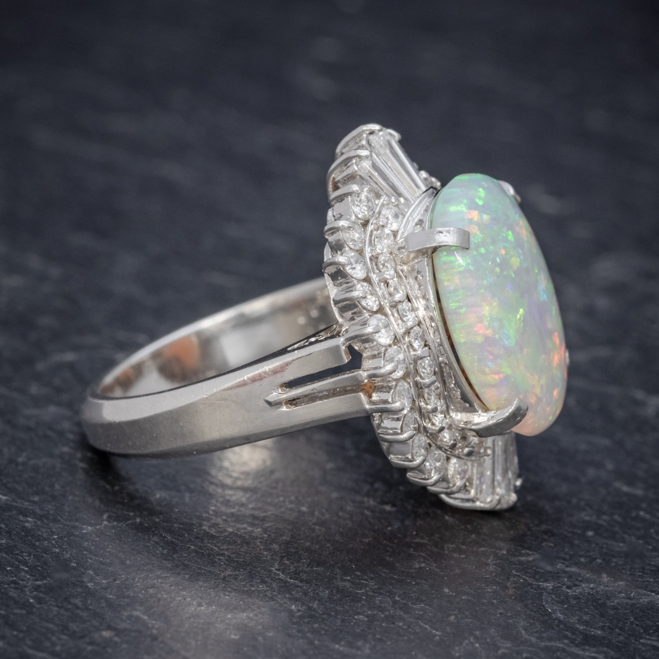 VINTAGE OPAL CLUSTER RING PLATINUM 6CT OPAL – Antique Jewellery Online