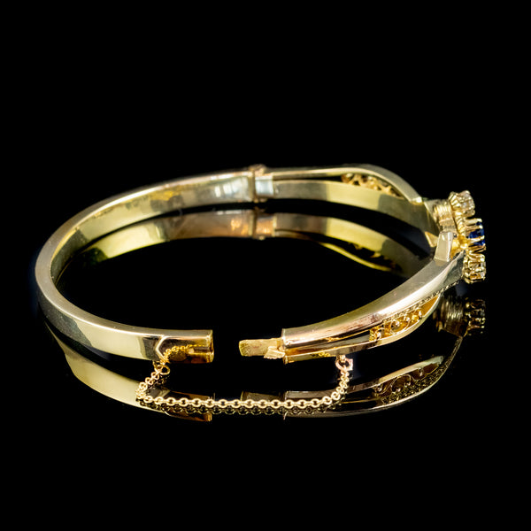 Vintage Sapphire Diamond Bangle 18Ct Gold – Antique Jewellery Online