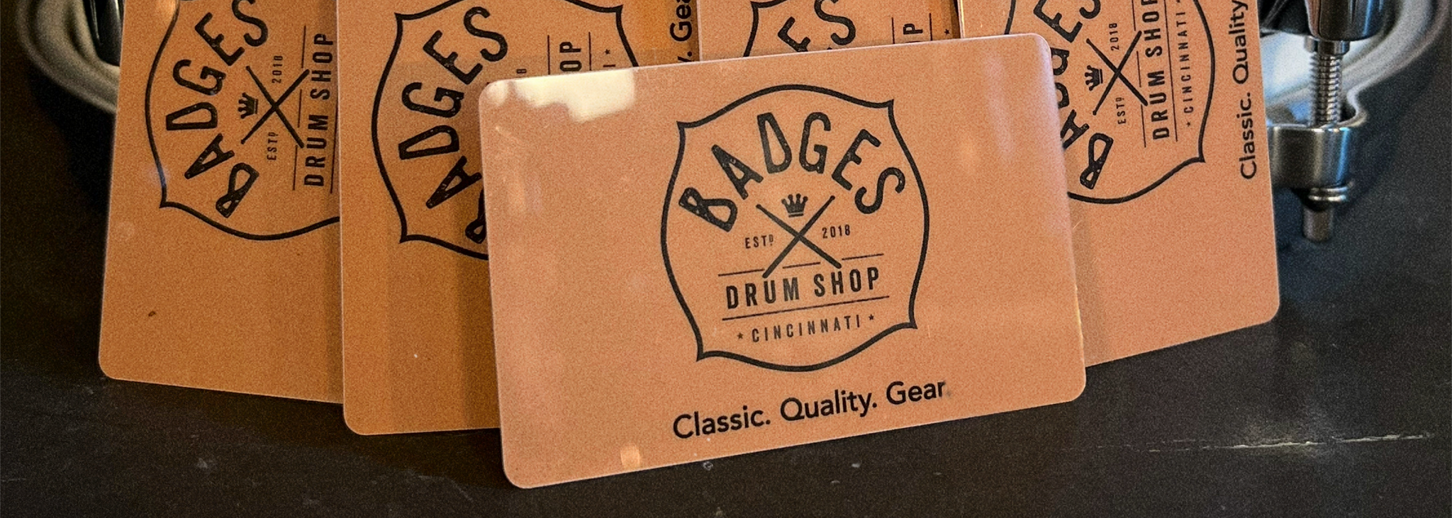 Perfect gift for drummer Badges Drum Shop Gift Card